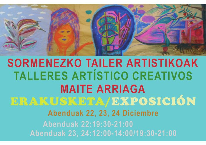 Exposición del alumnado de Maite Arriaga trabajos de Talleres Artístico Creativos